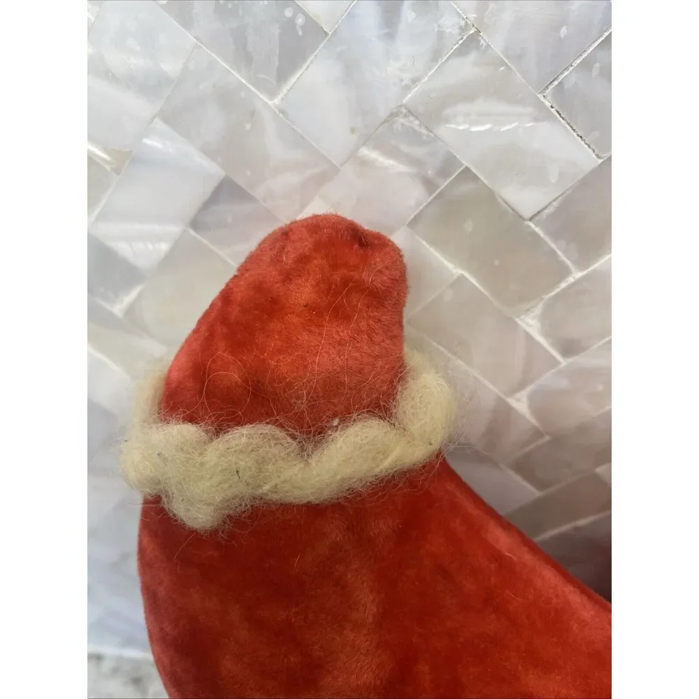 Rare Vintage Santa Claus MCM Cloth Velvet? Lace? Pillow‎ Christmas Moon Angel